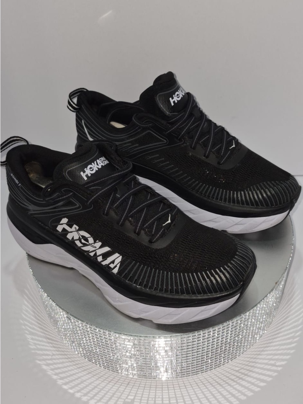 Hoka One One Men's Black and White Athletic Shoes size 8.5 good conditions
